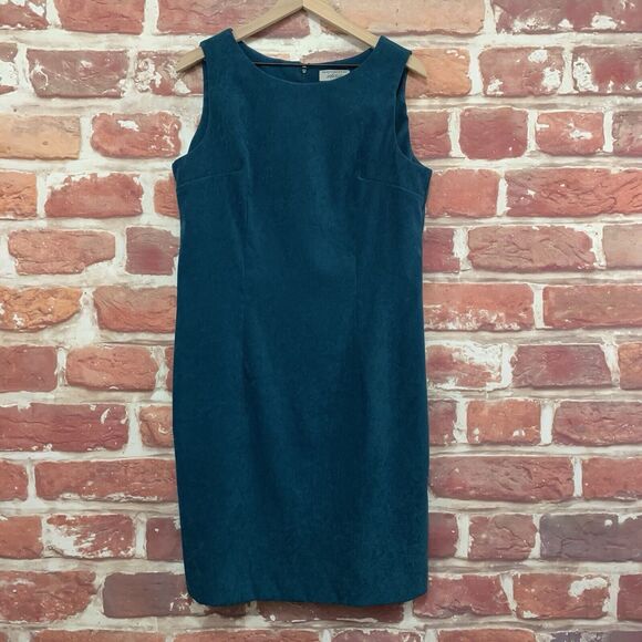 Lord & Taylor Dresses & Skirts - Lord & Taylor Dress Women's Size 16 Teal Blue Faux Suede Casual Work Zip Up